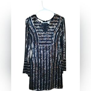 Shail K sexy sequin black long sleeve dress, lots of bling, size 2